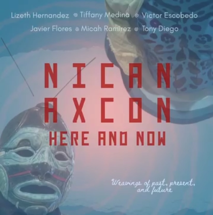 abstract art image with text Nican Axcon - here and now